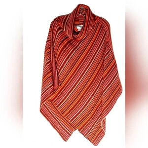 Big Buddha Pancho Sweater Multicolored 3D Knit One Size Boho Cowl Neck Pullover